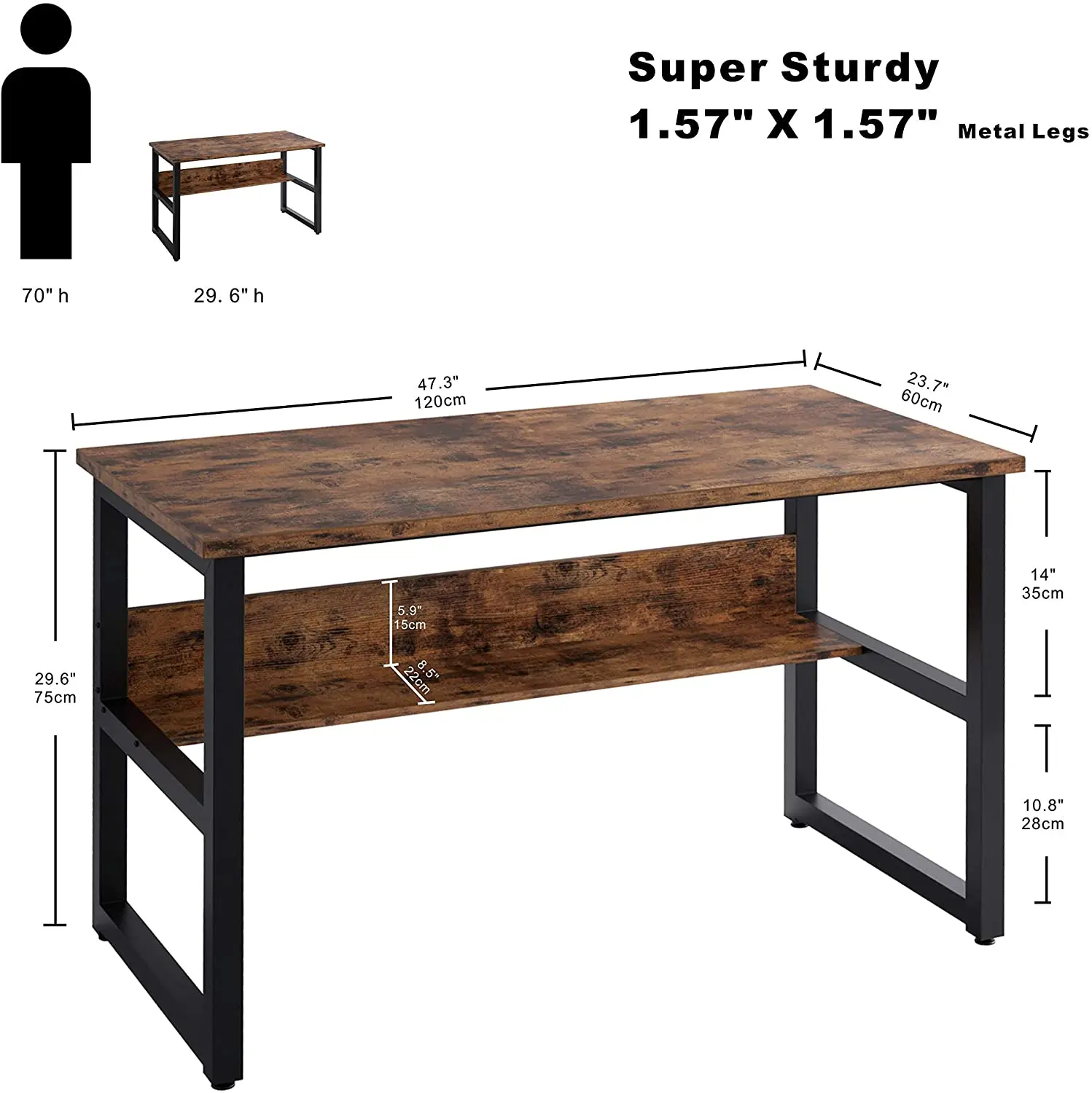 Modern Workstation Office Furniture Wooden and Metal Frame Custom Design Work Laptop Table PC Standing Computer Desk