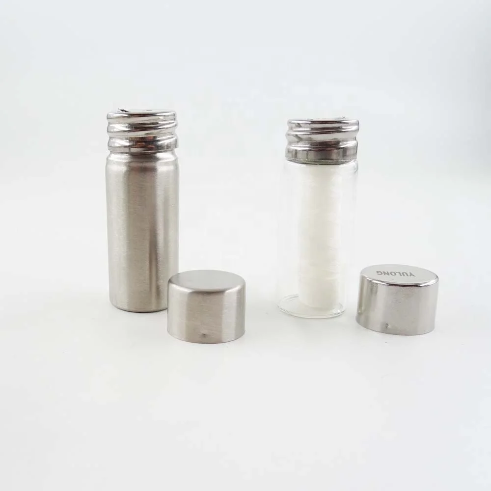 Vegan Bamboo Charcoal Dental Floss in double lids glass tube