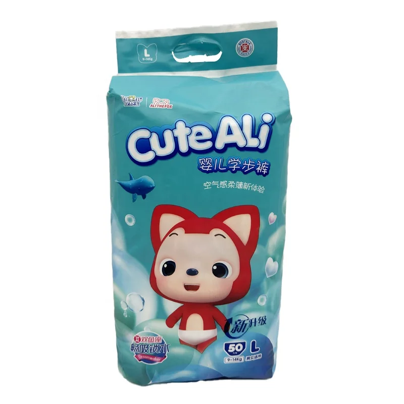 Hot Sale Breathable Absorption Eco-Friendly Q Shape Disposable Baby Pull up Pants Diaper Nappy