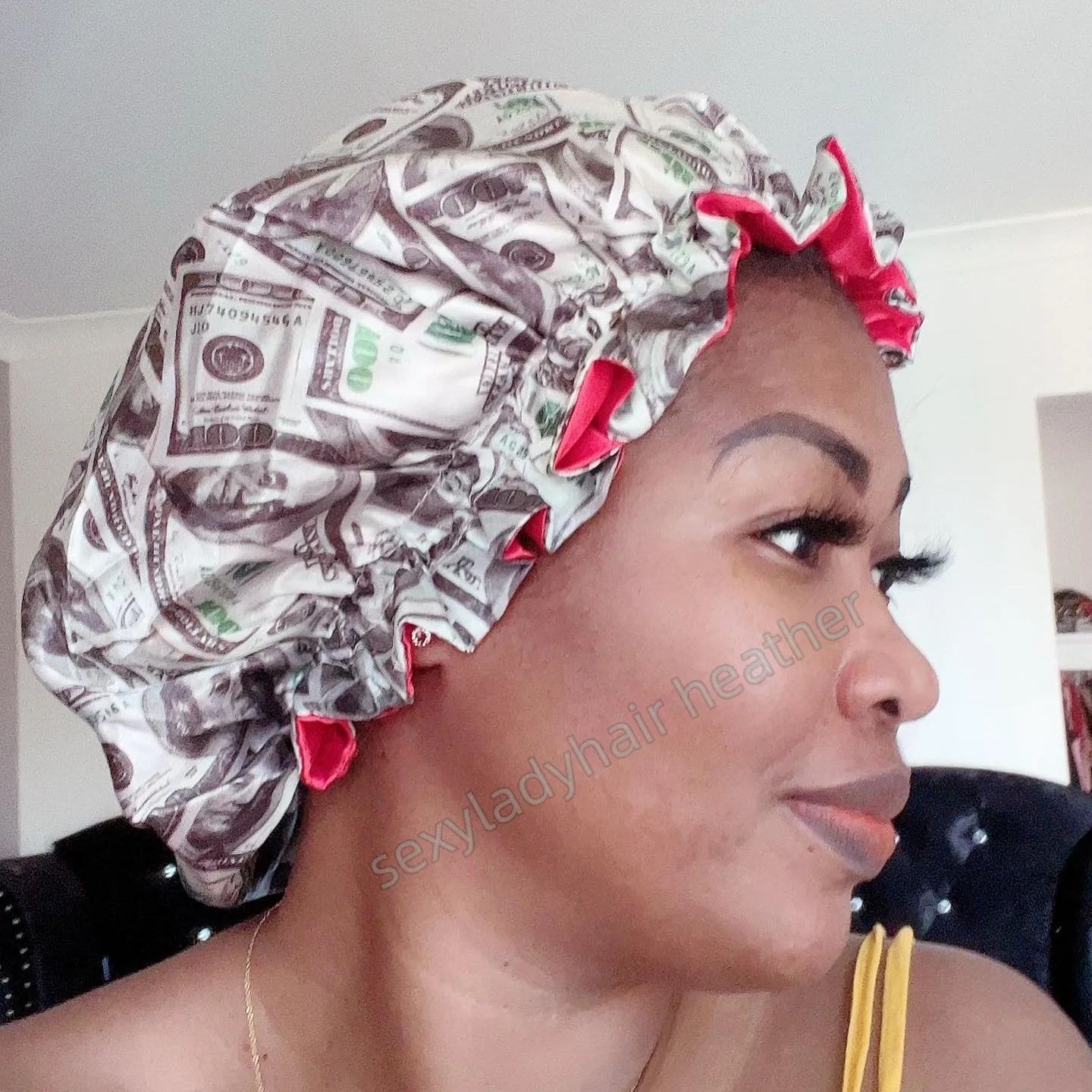 LOW MOQ  new style satin hair bonnet money sigh bonnets and satin hair wraps double layer designers bonnets with logo