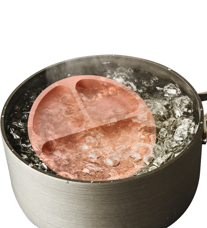 BPA Free Colorful Three Cells Silicon Baby Plates Tableware for Kids Feeding