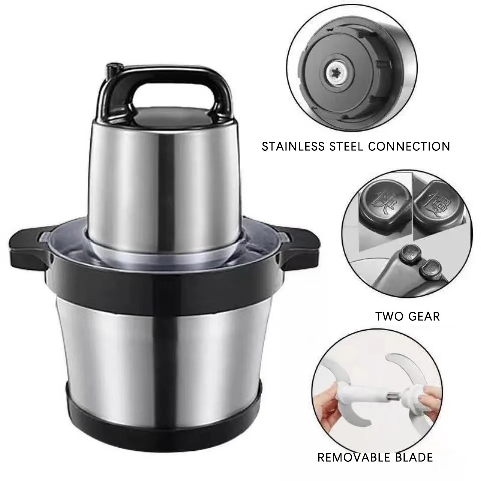 New ideas 2022 hot sale plastic manual food chopper cutter kitchen tool with 4 blades 2000w 6.0L large