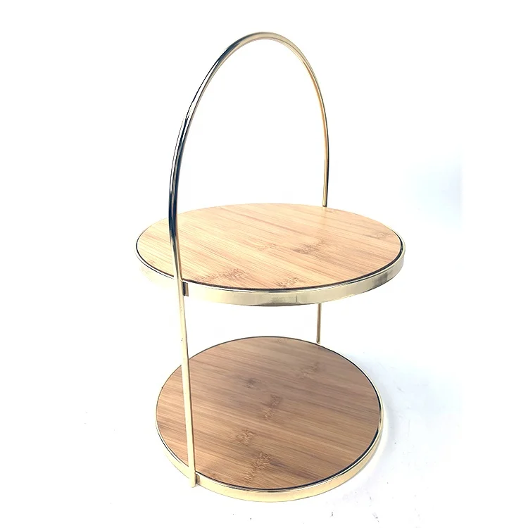 2 Tier bamboo Cake Stand , cake rack  for Desserts Fruits Snack Candy display