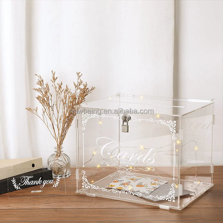 Acrylic Wedding Card Box Clear Large Letter Envelope Boxes With Lock