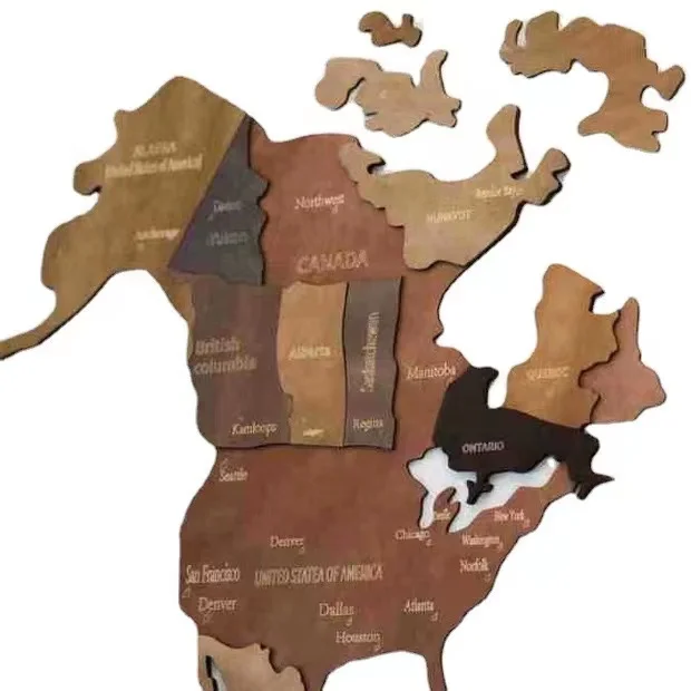 Wooden World Map 3D Wooden Multi Colored Map Multi Layered  For Home Decoration LED Wall Hangings Push Pin Map