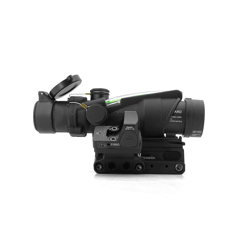 Spec precion Tactical TA31F 4x Fiber Optics Illuminated RedGreen Chevron Reticle 4x32 With Mini Red Dot Sight With Offset Mount