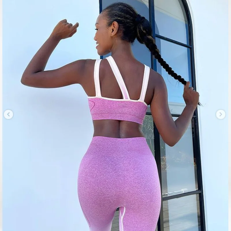 New High Impact Sports Bra Compression Leggings Active Gym Wear Custom Wholesale Plus Size Pants and Bras Women Yoga Set Fitness