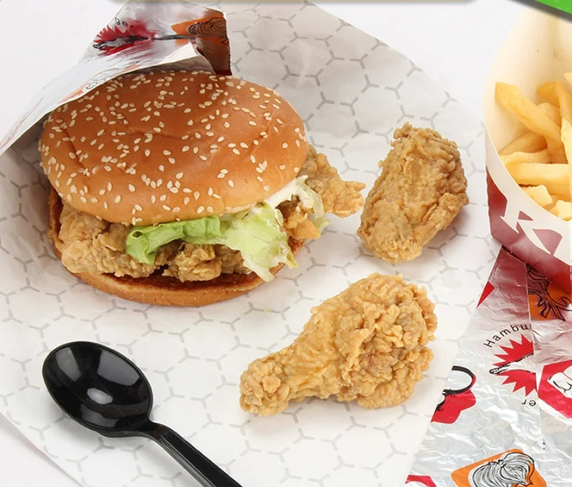 Custom Printed Foil Paper Aluminum Foil Paper for Hamburger Sandwich Fast Food Wrap Grease proof BBQ Baking Foil Paper