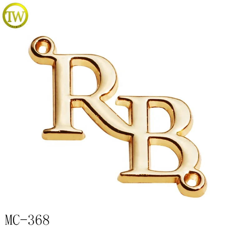 Zinc alloy garment accessories making custom gold logo square name tags hollow logo label for women clothes