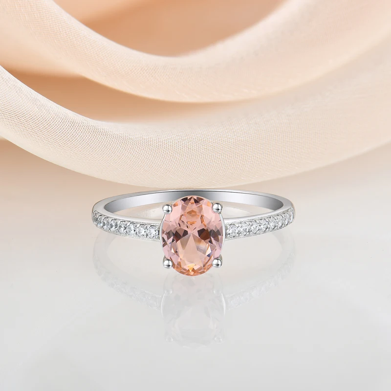 High Quality Zircon Ring Women 925 Sterling Silver diamond ring with big oval pink stone La bague. for engagement wedding