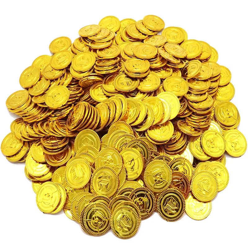 hotsale plastic pirate game gold silver coins