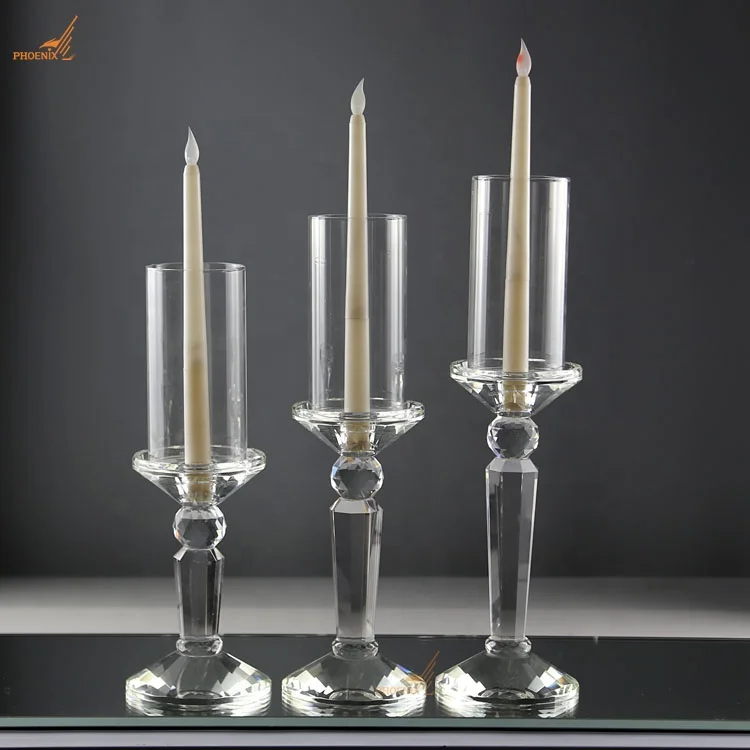 Wholesale glass tube shades crystal candelabra centerpieces wedding table decorations candle holder set of 3