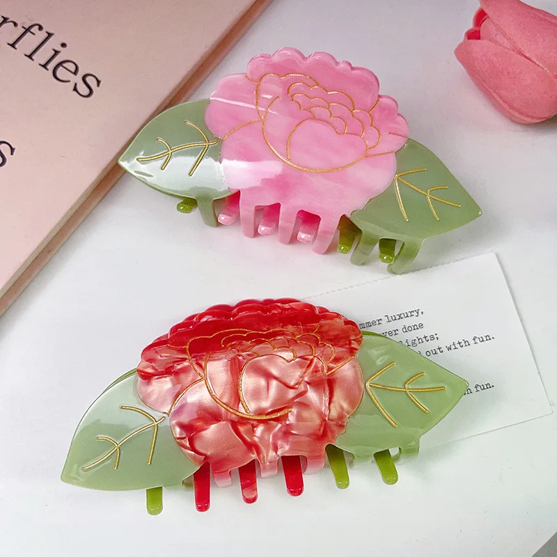 French New Shape Flower Hair Claw Clips Sweet Elegant Cellulose Acetate Flower Hair Clip Accessories For Women