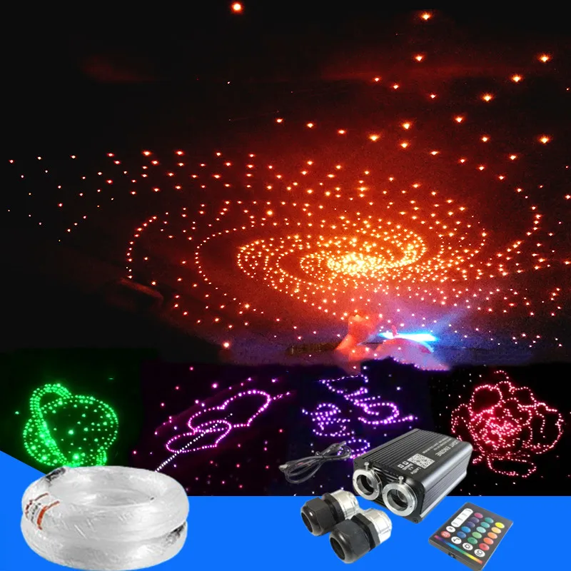 2 source 1000 PCS 0.75mm 3meter Rgb led fiber optic star ceiling light app control car roof star light For Car Roof Decoration