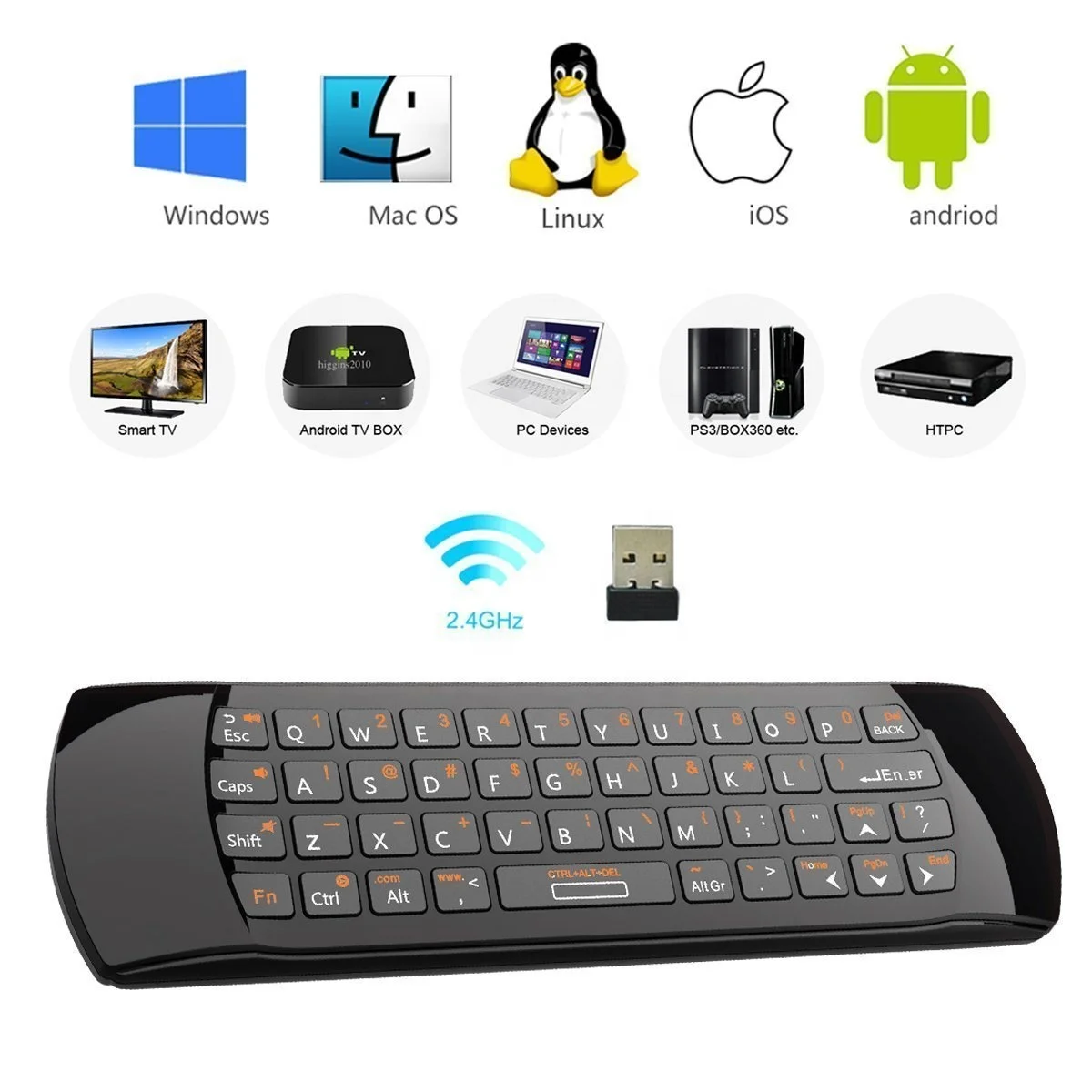 Rii Mini Wireless Keyboard Fly Mouse IR Remote Control with Programmable Key For Smart TV Android TV Box Fire TV