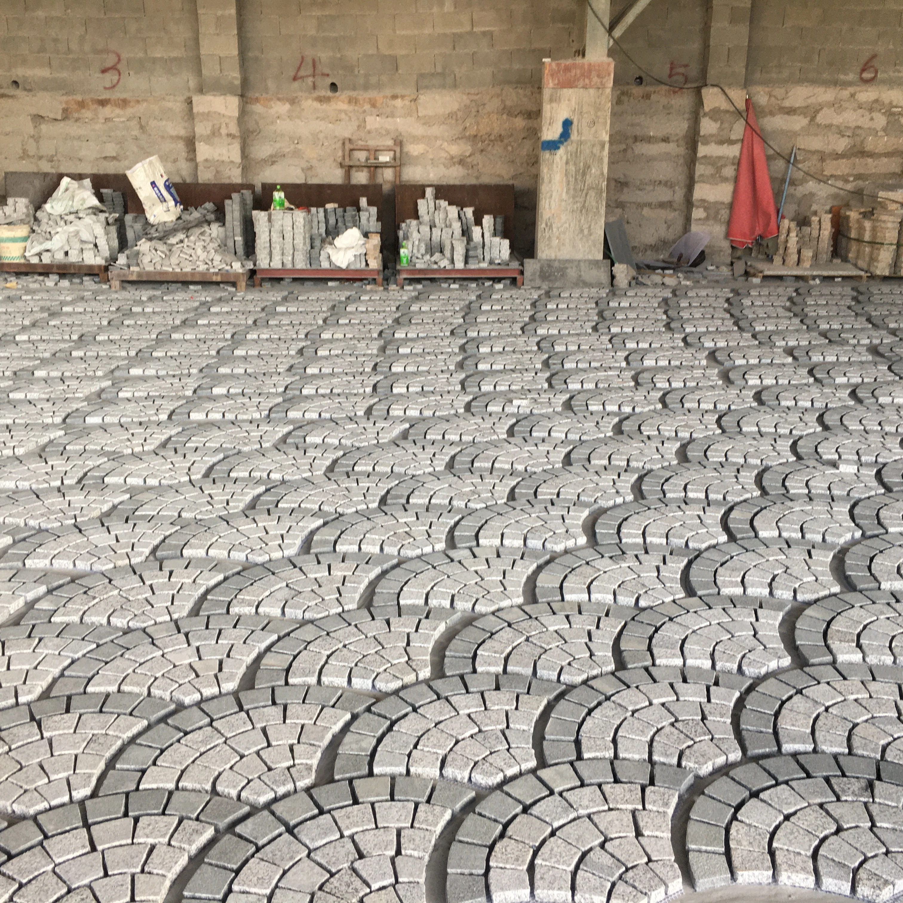 G654 grey light Rusty  sand granite paving with mesh net support for exterior decoration mesh back paving stone