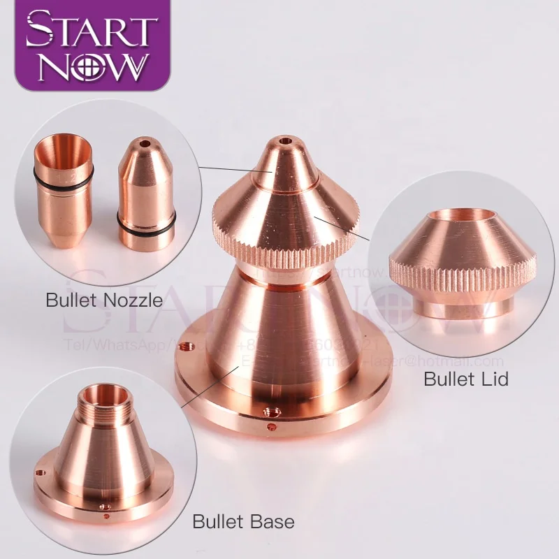 Пулевые лазерные сопла Startnow, однослойные 1,2 1,5 1,8 Калибр с крышкой и соответствующей базой, лазерная режущая насадка