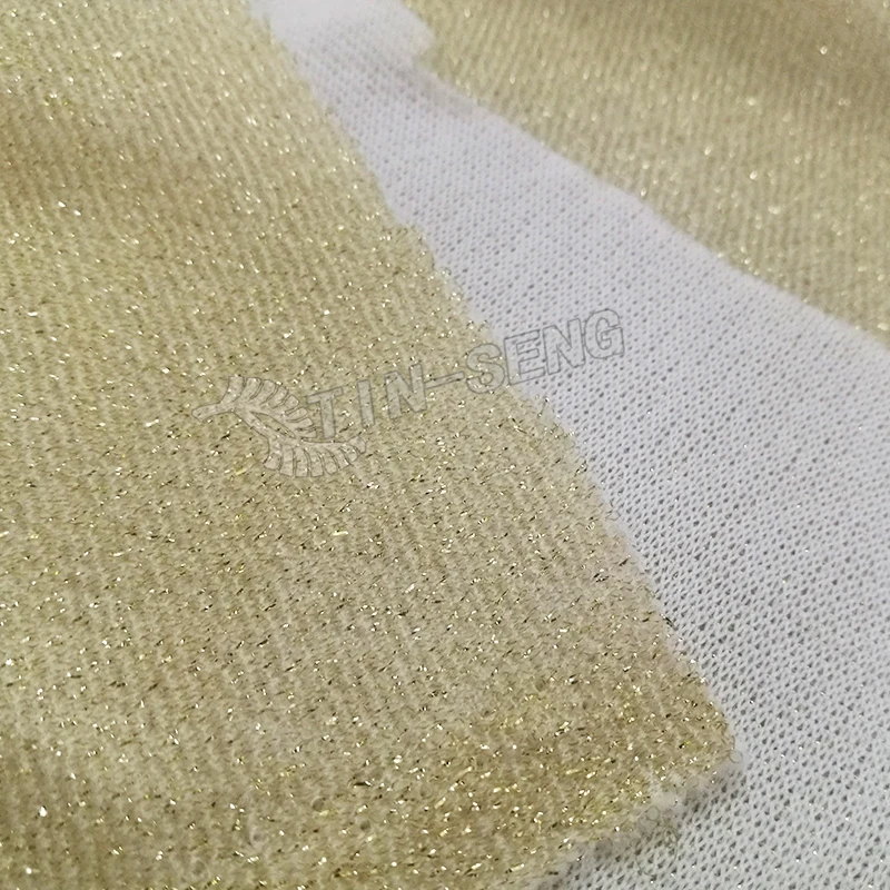 Gold Nylon Metallic Knitted Fabric for Garment Textile