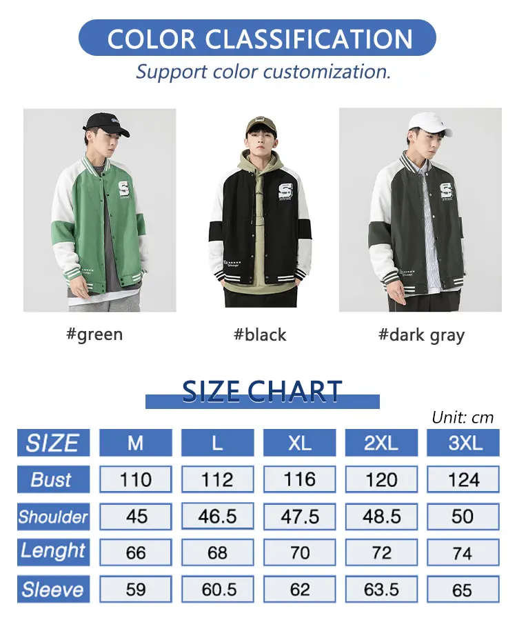 Wholesale Streetwear Printing Baseball Jackets Men Embroidery Custom Polyester Coats Varsity Jackets