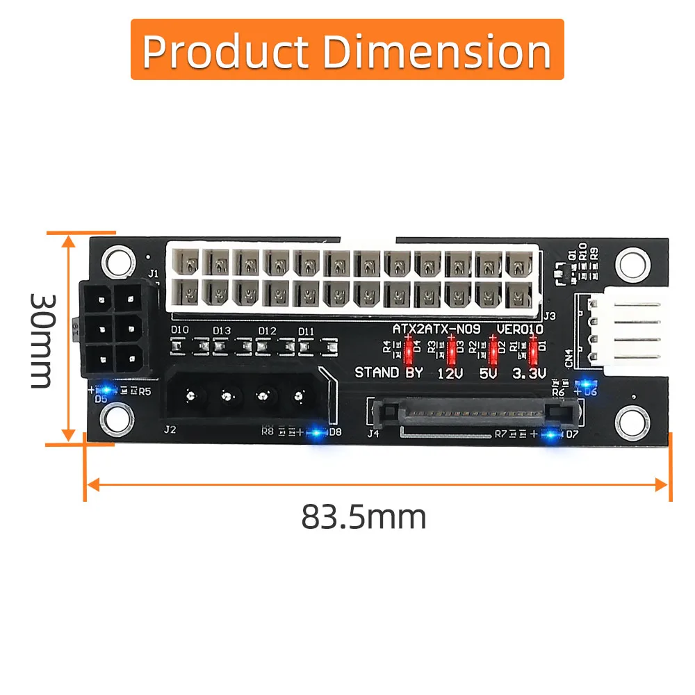 ADD2PSU Power Supply Connector 4 in 1 Molex 24Pin SATA ATX 6Pin  Dual PSU Multiple Power Supply Adapter