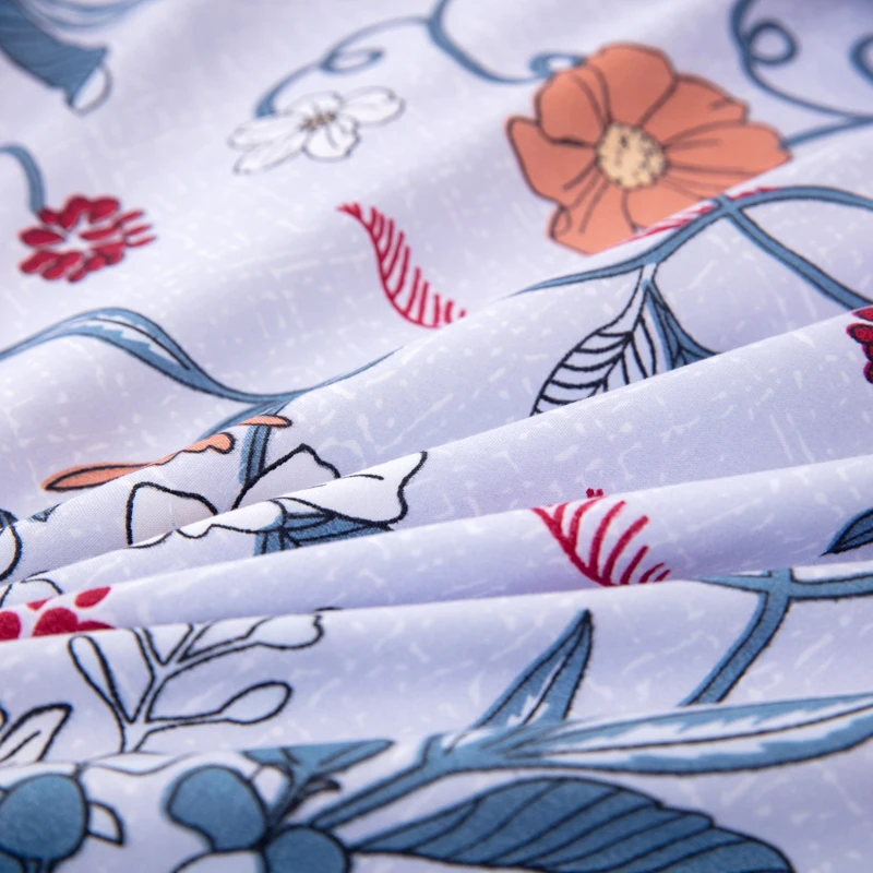 Wholesale 100% Polyester Bedding Comforter Sets with Duvet Snaps Custom Logo & Plant Pattern PVC Filling for Home Use