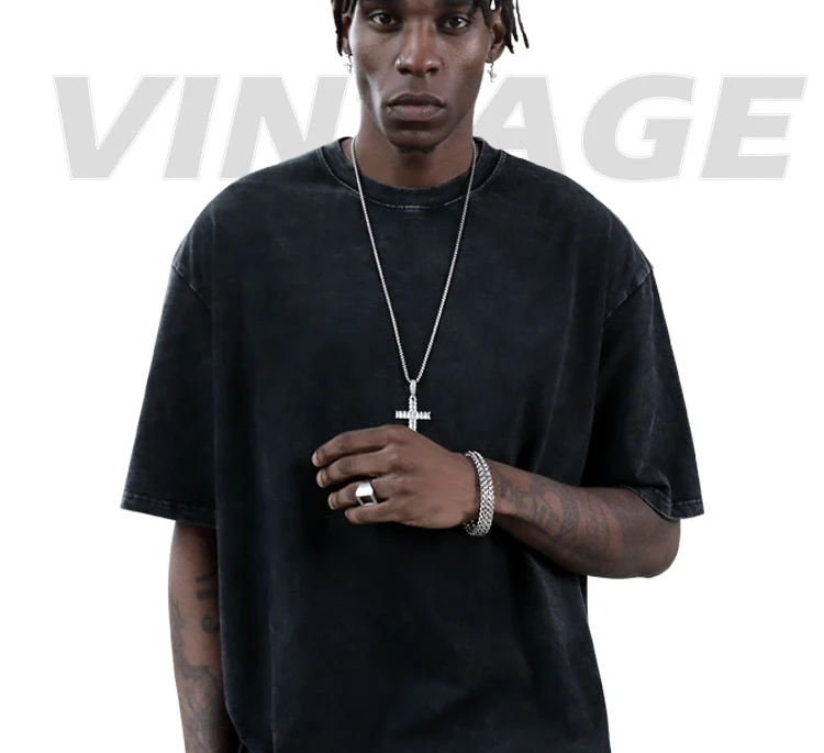 Ready to ship Wholesale Men Acid Wash T shirt Streetwear hip hop stone 100% cotton t shirts