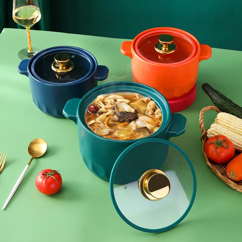 Nordic Luxury Ceramic Casserole Home Creative Large Open Fire Gas Soup Pot High Temperature Resistant Stew Casserole