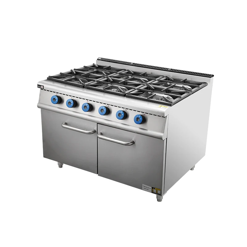 Commercial combination oven 6 burner gas range cooking stove industrial cooking range with cabinet floor type built-in ovens