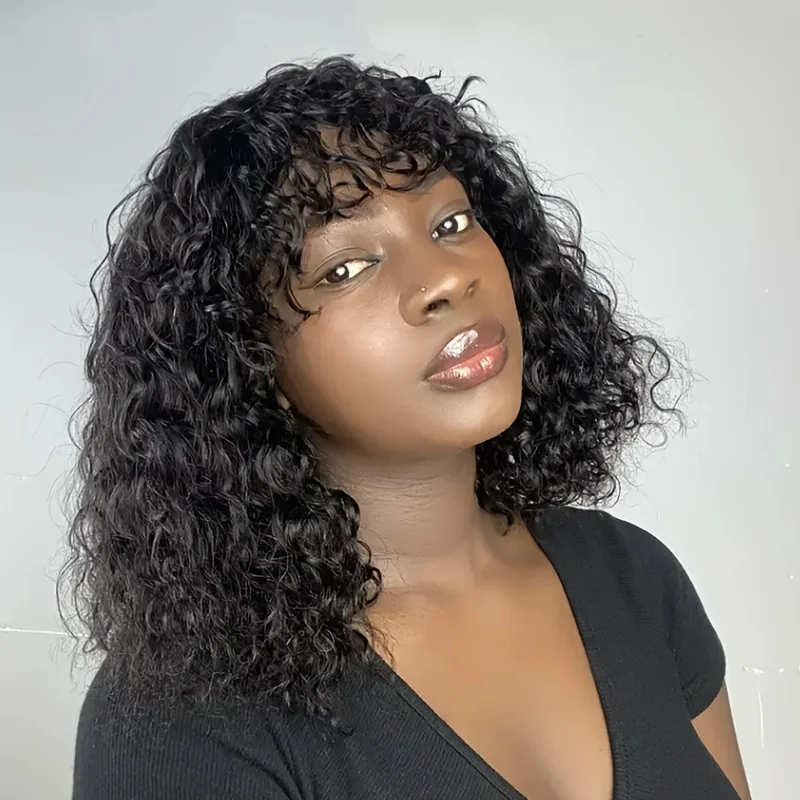 Short Full Machine Water Wave Human Hair wigs Favorable Wigs With Natural Colors for Black Women