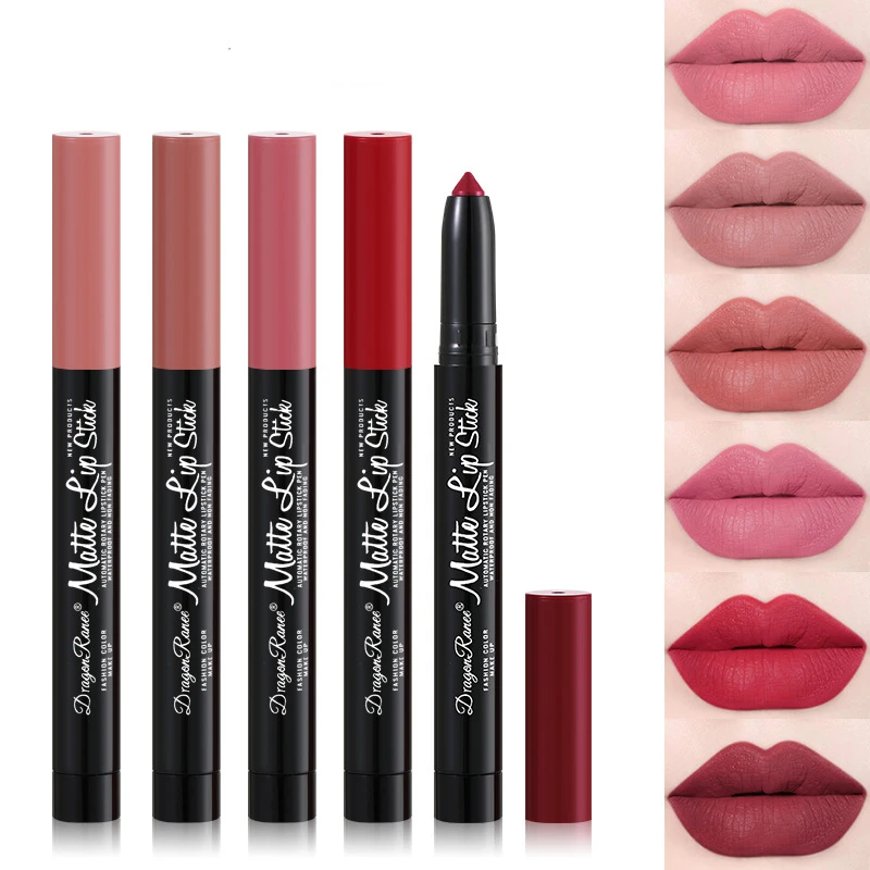 Private Label Waterproof Long Lasting solid pencil lip stick non fading pen Lipstick lip liner with Built-in Sharpener