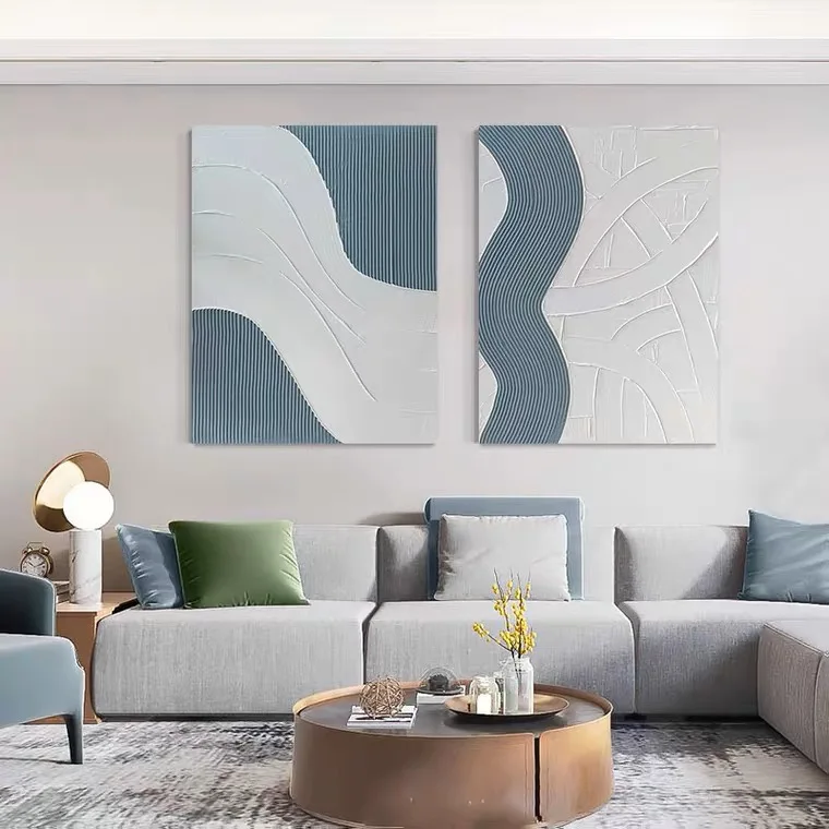 3D Textured Minimalist Handmade Abstract Wall Art Decor White Canvas Oil Painting for Home Hotel Office