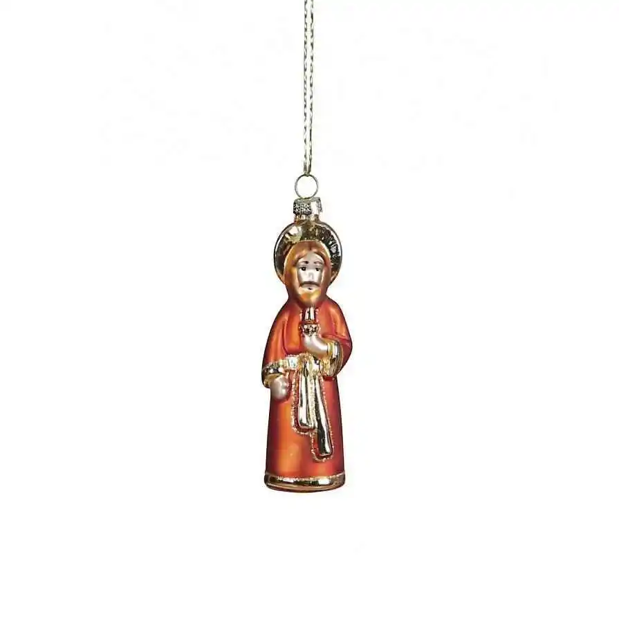 santa heads on the surface of glass christmas tree ornaments