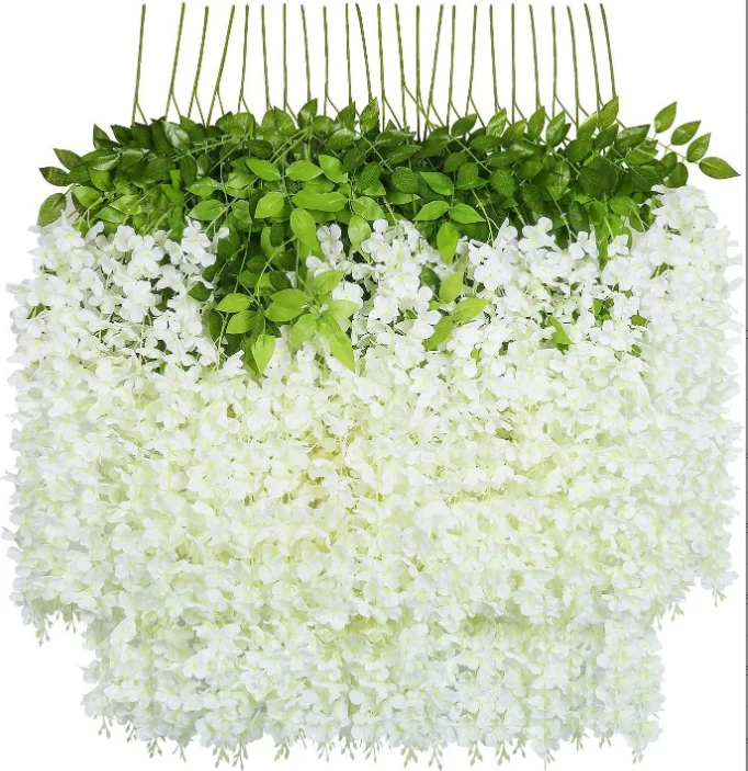 Wholesale Artificial Wisteria Long Hanging Bush Flowers Hanging Flowers Vine Garland for Ceiling Home Wedding Decoration