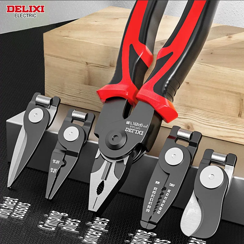 DELIXI ELECTRIC 5 In 1 Electrician Plier Needle Nose Plier Multifunctional Hardware Household Manual Tool Set for Wire Stripping