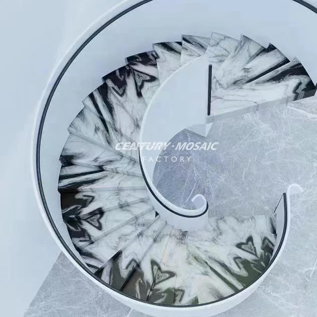 Centurymosaic Custom Modern Marble Staircase Designs Home Stair Natural Stone Round Spiral Staircase Indoor