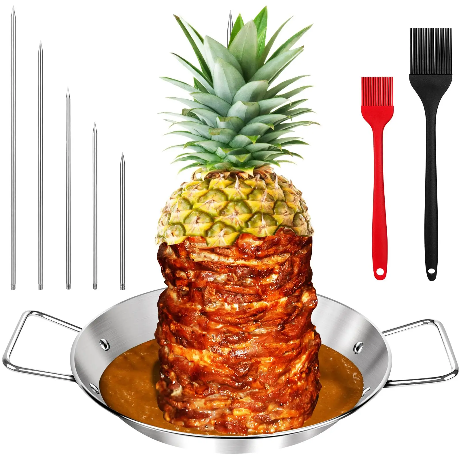 Vertical Meat Rack Stainless Steel Barbecue Grill Roast Chicken Rack Vertical Skewer BBQ Plate
