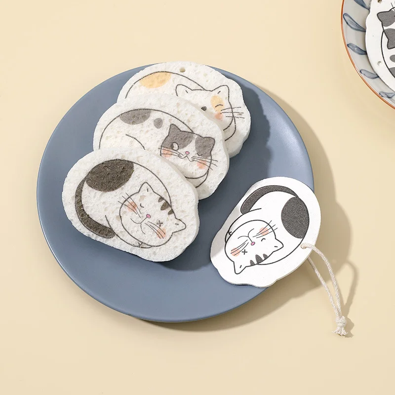 Animal Cute Cartoon Kitchen Cleaning Cellulose Sponge Clean Printed Wood Pulp Sponge Home Use Biodegradable Sponge