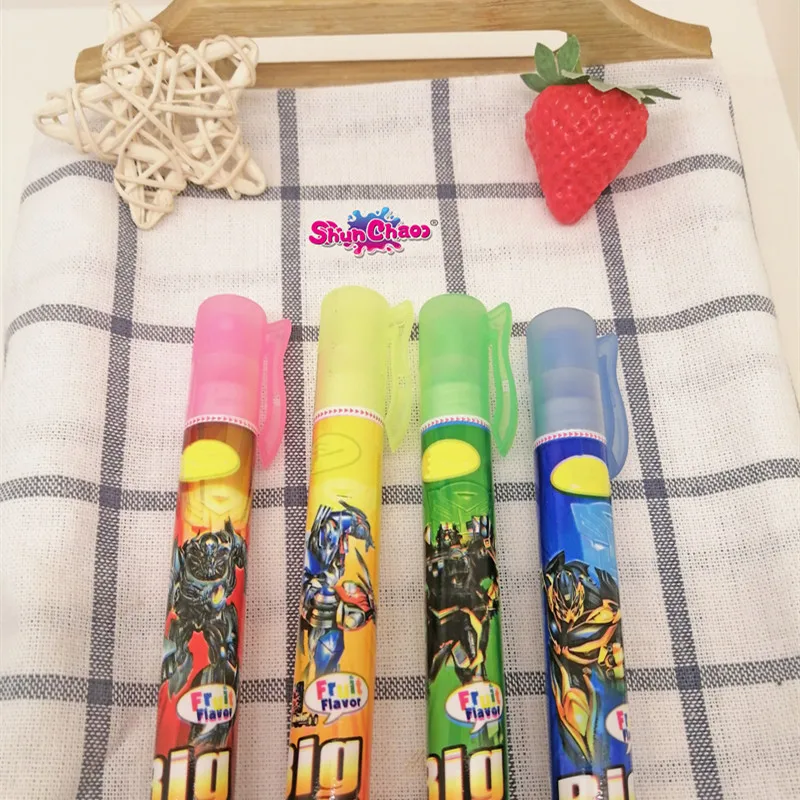 Special Design High-grade  Candy Color Transformers Cartoon Pen Shape Toy Fruity Liquid Spray Candy