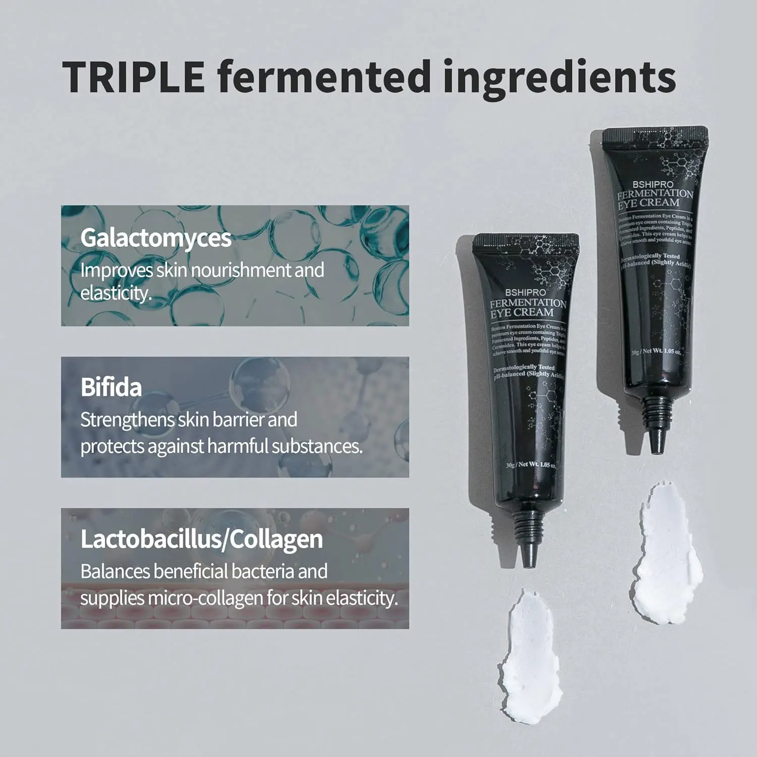 OEM Factory Eye Cream with Organic Galactomyces Bifida Ferment Anti-Wrinkle Treatment Cream to Remove Dark Circles Puffiness