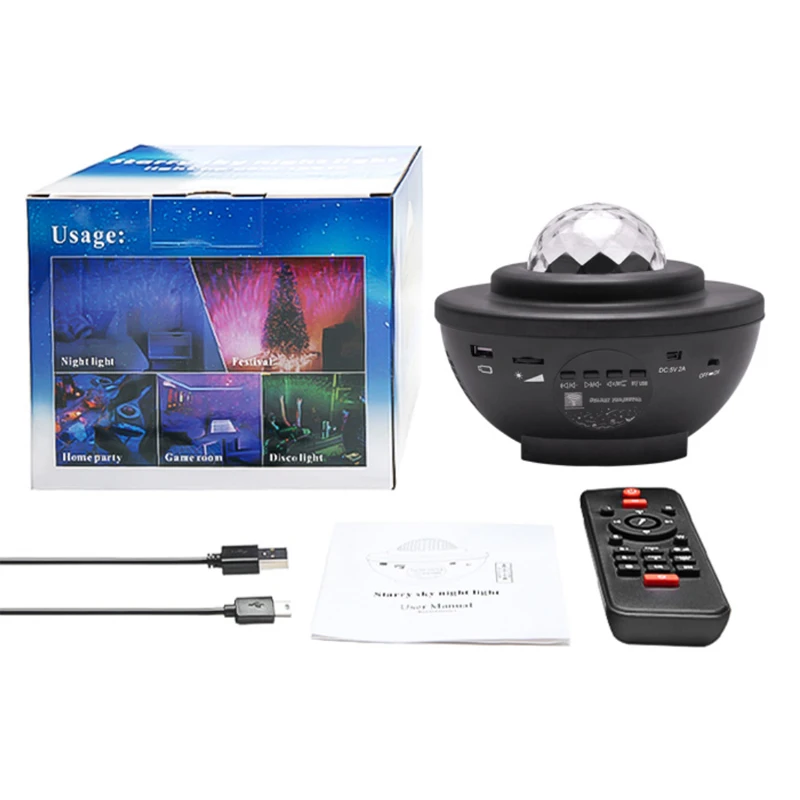 Nebula Starry Sky Projector Night Light USB Star Music LED Light Timer Led Moon Lamp With Remoter For Room Decoration Gift