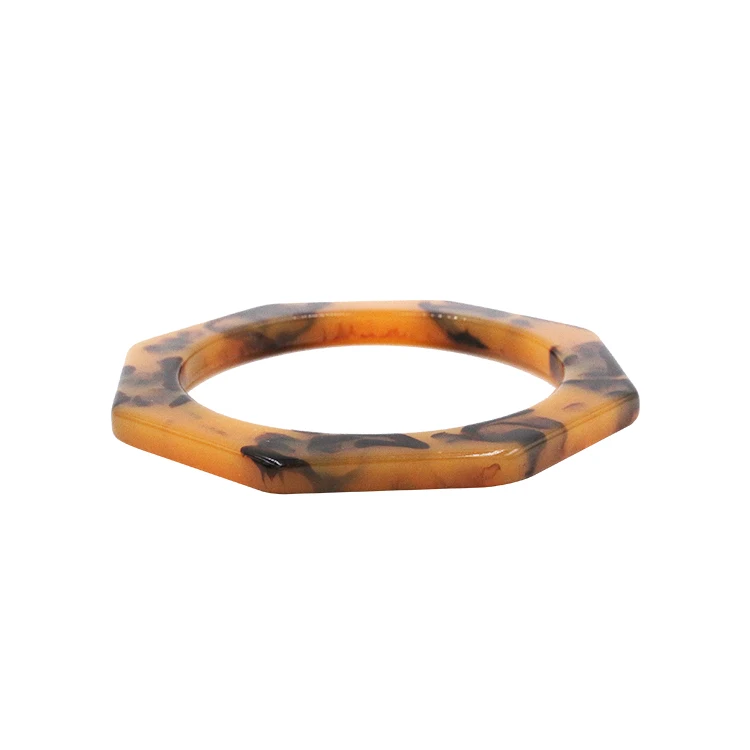 new style DIY high quality hexagon resin tortieseshell woman purse handbag handles