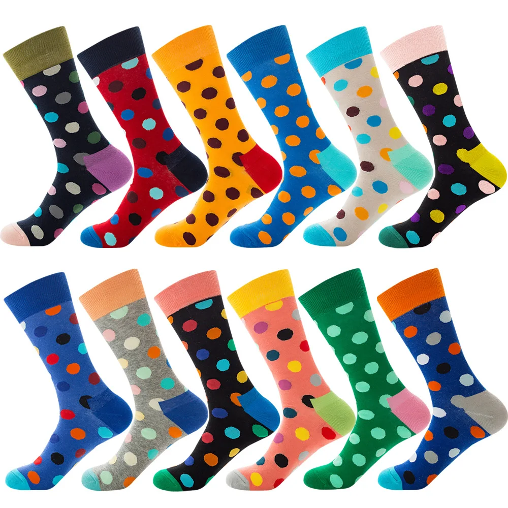 Bonypony Colorful Cotton Fun Bright Dots Patterned Socks Classic Fashion Socks for Men & Women