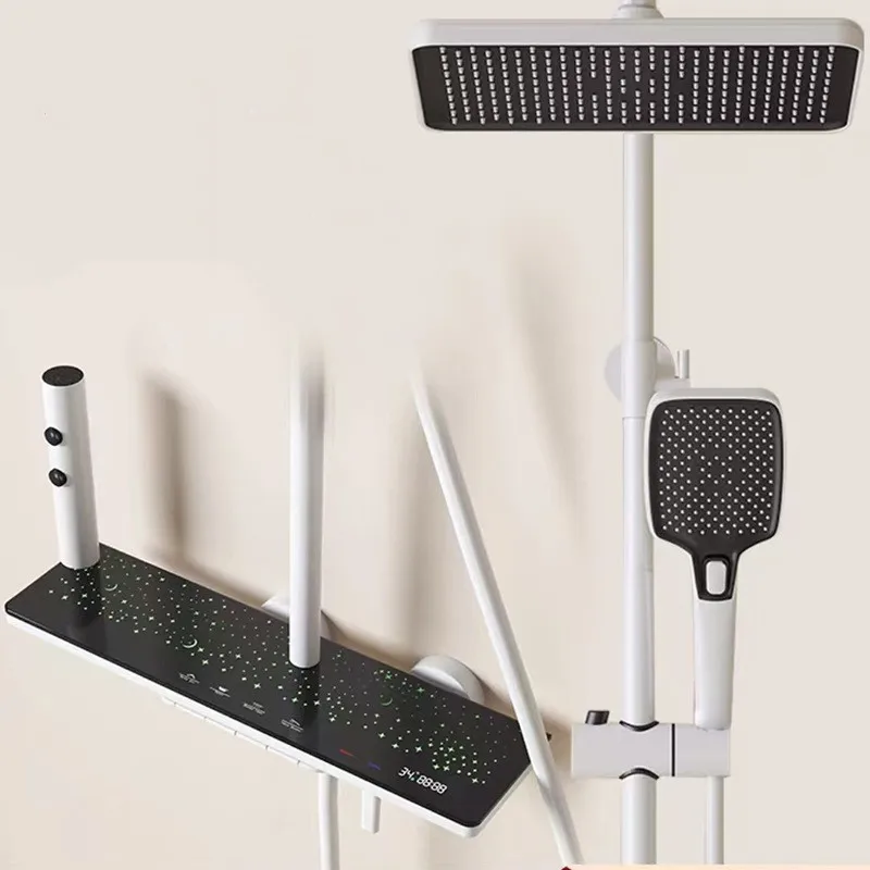 New Bathroom Stars Shower System Mixer Faucet Digital Temperature Display Hot Cold Bathroom Tap Thermostatic Shower Sets