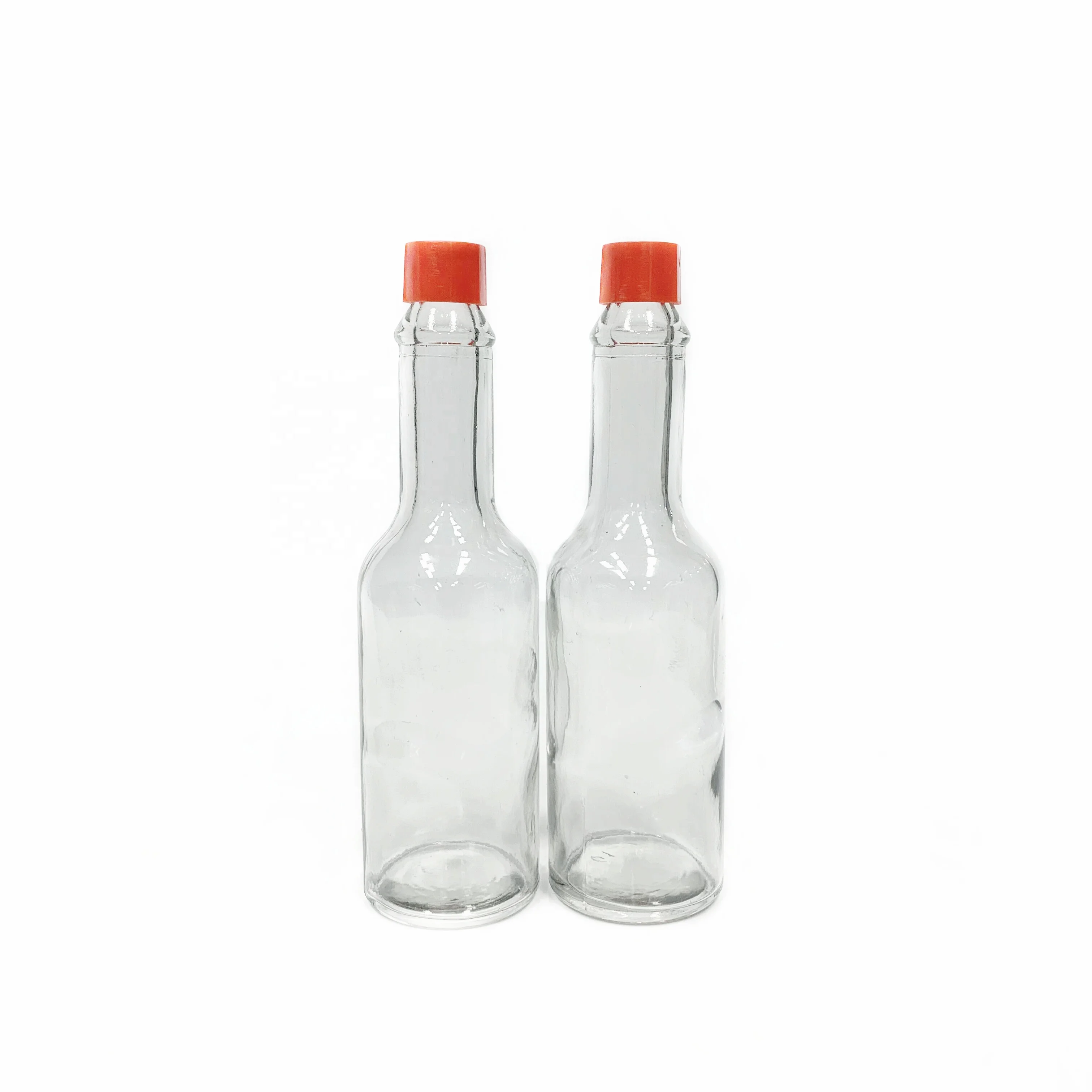 60ml 2oz chilli pepper hot sauce clear glass bottle with plastic lid red cap for tabasco