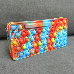 Amazon Hot Sale Stress Relief Sensory Big Silicone Pops Pencil Case New Pop Push Bubble  Pencils Pouch Squeeze Fidget Bags