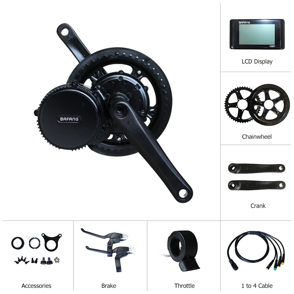 48v 750w Bafang motor BBS02 central mid drive electric bicycles conversion kit