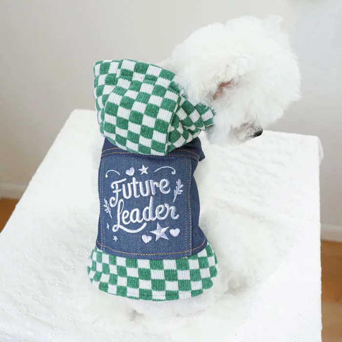 Popular Plaid Stars Pet Dog Jean Sleveless Coat Clothing