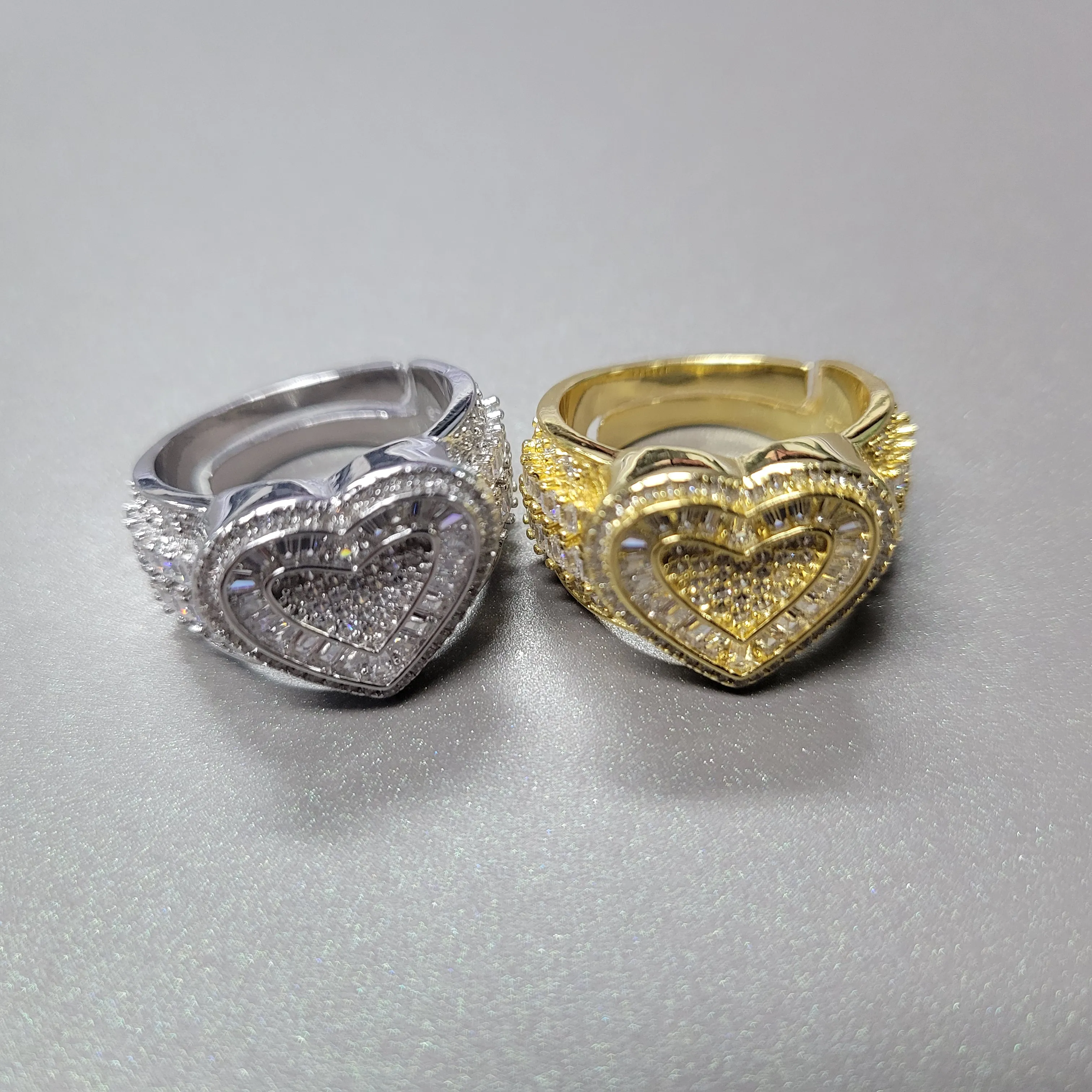 Luxury 100% 925 Sterling Silver Ring Trendy Color 5A Cubic Zirconia Heart Shape Silver Gift Rings jewelry Women