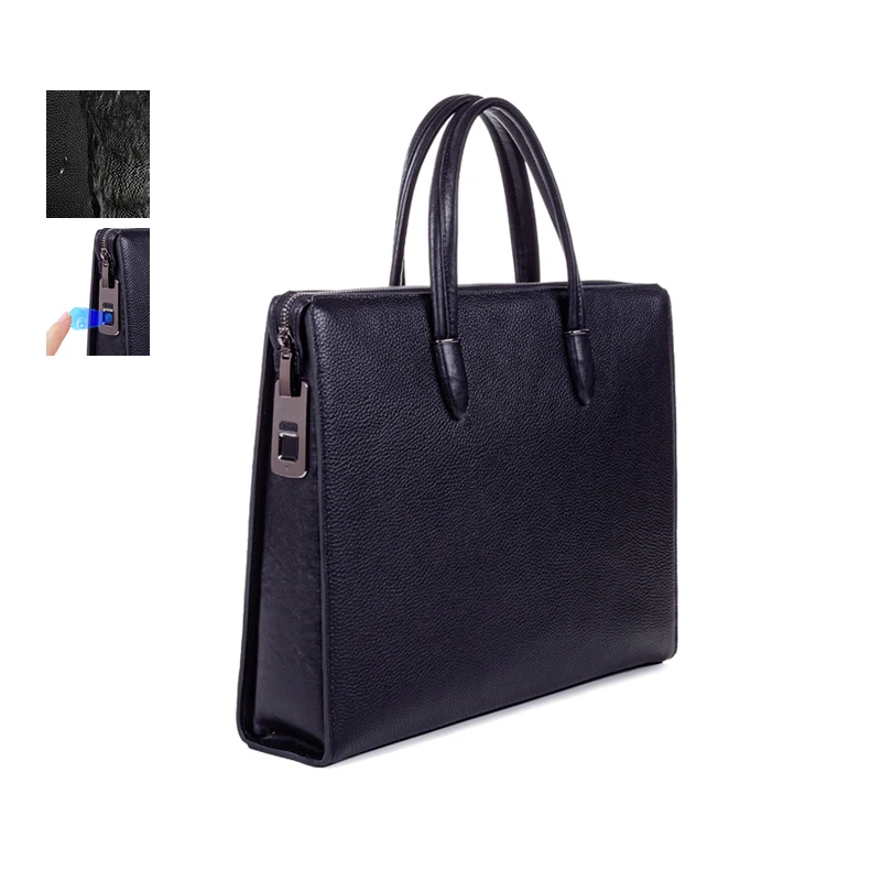 Ultra Slim Custom Popular Waterproof Anti Theft Mens Genuine Leather Laptop Briefcase for Men Women
