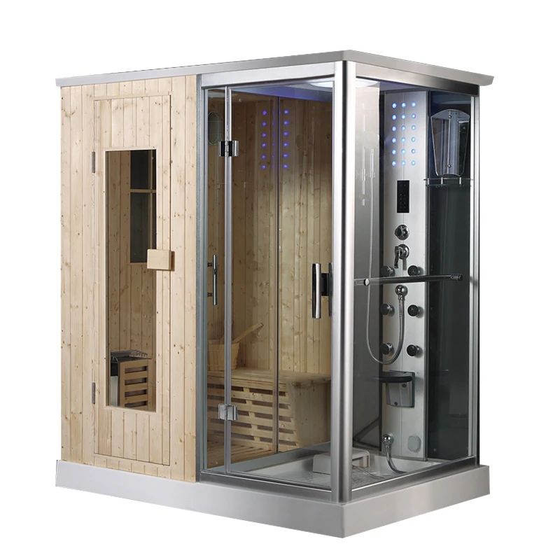 2 person sauna and steam shower room with dry sauna